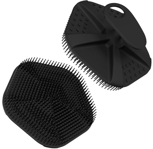 Redfly Silicone Body Scrubber, Gentle Exfoliating Shower Scrubber, Body Brush with Easy Lathering Bristles, Silicone Loofah for Deep Cleaning, Bath Brush for Women Men Sensitive Skin, Black