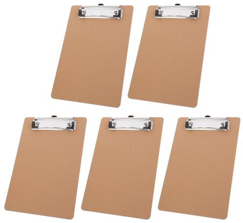 COHEALI Lot de 5 Planches à Pince de Bureau en Bois et Fer, Format A5 6x9 Pouces, Flexibles et Solide, Maison Bureau