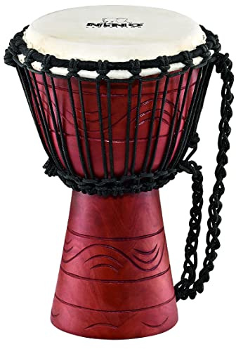 Nino Percussion Water Rhythm Djembe – Instrument de Musique de Taille Moyenne pour Enfants à partir de 3 ans – Diamètre de 7 pouces – Acajou, Naturel (NINO-ADJ2-XS)