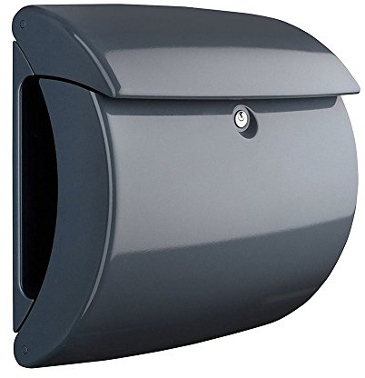 BURG-WÄCHTER Letterbox with Newspaper Compartment without Nameplate, Plastic, A4 Size Letter Slot, 2 Keys, Piano 886 G, Granite