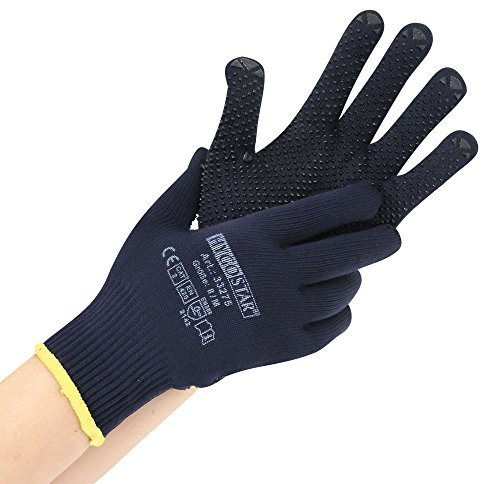 Hygostar Feinstrickhandschuh PEARL, Baumwolle blau, einseitige Noppen, Größe XXL