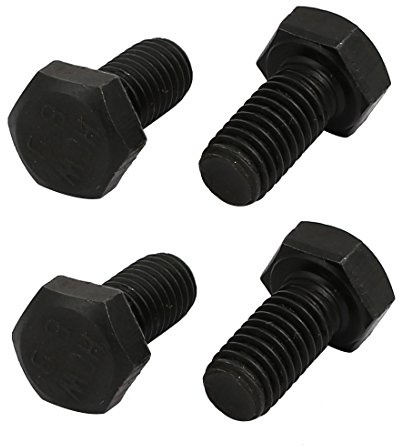 sourcing map 4 Stück Sechskant Maschinenschrauben 8.8 Grad M5x10mm Schwarz | Sechskantschraube Vollgewinde Linksgewinde