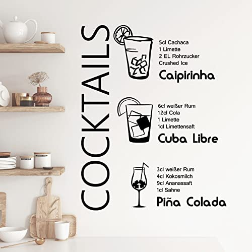 GRAZDesign Wandtattoo Cocktail Rezepte Küche Caipirinha | Küchenaufkleber selbstklebend - 70x57cm / 073 dunkelgrau
