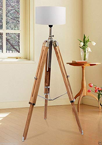 Royal Nautical - Lámpara de pie de trípode de madera sin pantalla