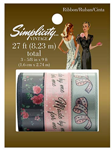 Simplicity 322718 Geschenkband, Vintage-Stil, kariert, 3 Stück, multi, Einheitsgröße