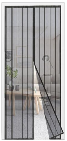 Sekey Magnet Fliegengitter Balkontür ohne Bohren, Türvorhang Fliegenschutz Schiebetür, Insektenschutz Vorhang Tür durch leichte Montage 95x210cm, Schwarz