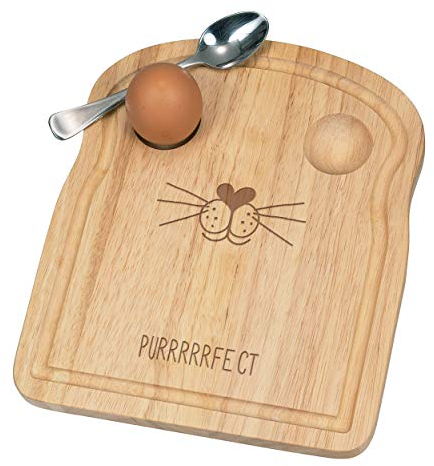 Purrfect Parfait Chat Visage Petit Déjeuner Fofolle Coquetier Board en Bois Pâques