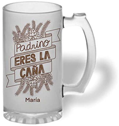 Bee Ingenious Jarra cerveza personalizada de cristal esmerilado. Jarra de cerveza original. Colección familiares. (Padrino)