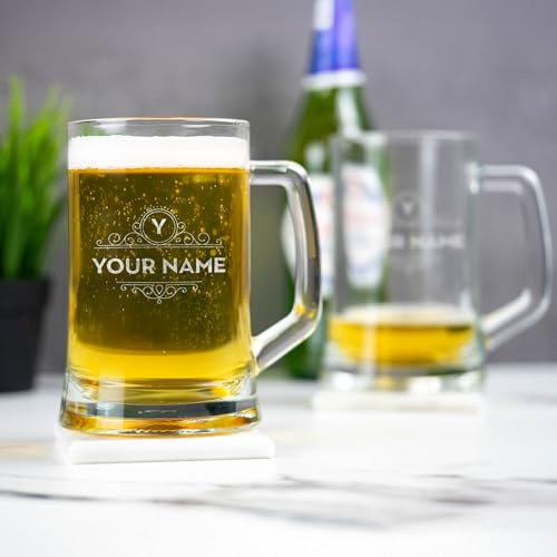 So Bespoke Personalised Beer Tankard Engraved Beer Glass Custom Glassware Gift Idea (Style 3)