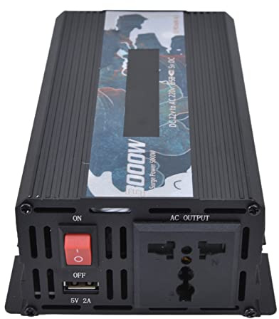 Focket Convertidor de Potencia, 3000W DC12V a AC220V Inversores de Potencia con Pantalla LCD, Transformador de Tensión de Alta Resistencia Construido en el Ventilador de Refrigeración Y la Luz(Negro)