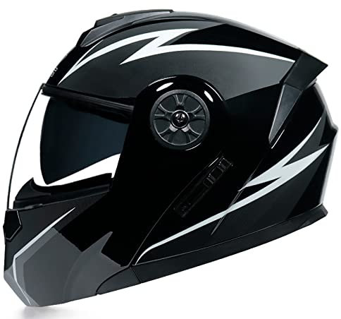 Kcolic Motorradhelm Modulares Doppelvisier Für Scooter Chopper Motorradhelm Mann Und Frau ECE-Zugelassener Modularer Integralhelm Für Scooter Für Lokomotiven J,M=57-58CM