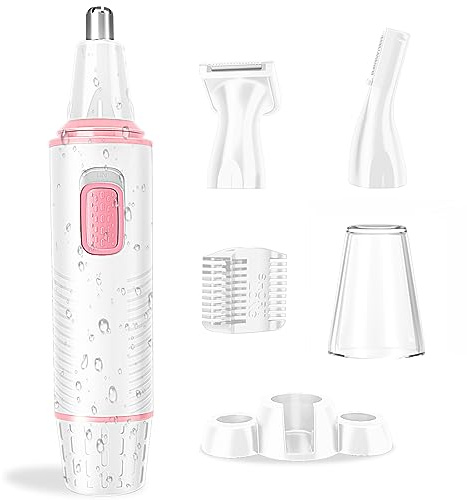 Nasenhaartrimmer, USB Wiederaufladbar Nasenhaarschneider 3 in 1 Set Ohrhaarschneider mit Doppelschneideklingen, Professioneller schmerzfreier Augenbrauen und esichtshaartrimmer, Weiß