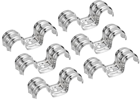 sourcing map 25pcs Collier de Serrage 16mm(5/8 pouce Inox Acier Rigide | Clip Fixation Tube Tuyau, Double Ligne, Pinces Simple Trou, Tuyau Sangle, M-type, U Forme Support