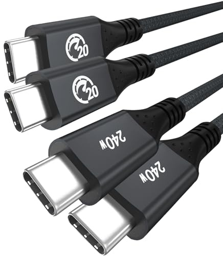 UseBean Cable USB C a USB C 240W 2M (2Pack), USBC 3.2 Gen 2X2 20Gbps | Cable de Tipo C PD 3.1 Carga Rápida, Vídeo UHD 4K@60Hz Nylon Trenzado para Thunderbolt 3, MacBook Pro, Galaxy S26
