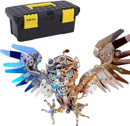 DUZU 3D Metall Puzzle Modellbausatz Erwachsene, DIY Eule Metall 3D Modell 3D Puzzle Metallbausatz, 700 Teile 3D Laserschnitt Modell Steampunk Sammelbares Spielzeug-Deko Geschenk