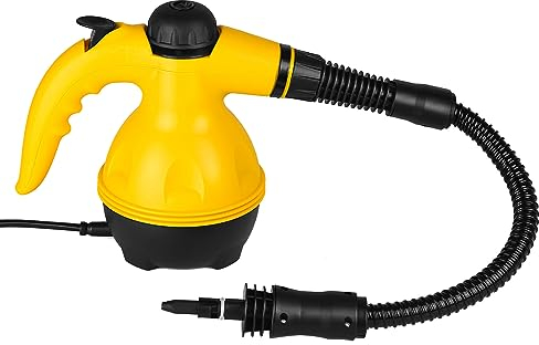 Nettoyeur Vapeur Portable Polyvalent,Mini Nettoyage Nettoyant,Avec 9 Accessoires Pour éliminer Les Taches de Rideau,Vitre,Tapis,Sièges D'auto,Sofa,Cuisines,SallesDe Bain (Jaune)
