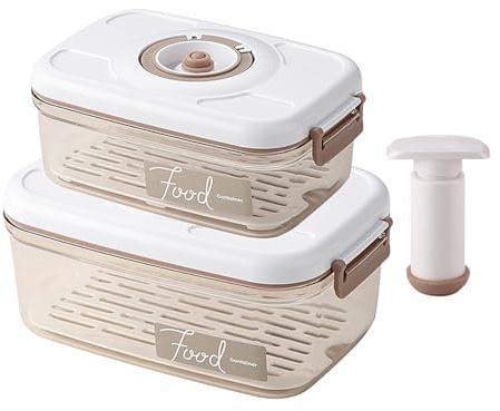 Aocase 4 Pièces Set de Conservation sous Vide,Récipients sous Vide,Boîte Alimentaire sous Vide,Boite sous Vide Alimentaire Food Saver Boite avec Pompe à Vide,1.2L+2.1L