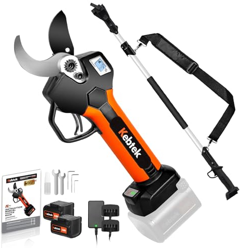 Akku Astschere 40MM Pole Set, Kebtek Professionelle Elektrische Gartenschere 18V 2Pack 2AH Lithium Batteries