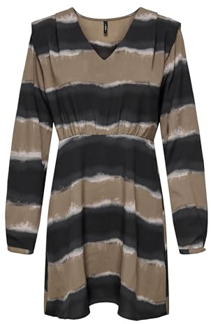 ONLY Damen Onlnova Life Elite L/S Monica Dress Kleid, Phantom/AOP:597 Tie dye, M