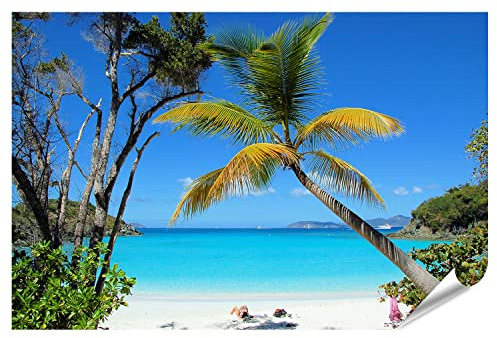 islandburner Prime XXL Bild Poster Tropen Strand Karibik Palmen Weißer Sandstrand Premium Bilder Fotodruck
