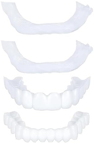 Frenzify 2 Paare Falsche Zähne Kosmetische Veneers Zähne Oben Unten Temporäre Prothesen Zähne, Aufhellung Zahnersatz Zum Aufstecken, Sofortige Furniere Zähne Für Männer Frauen