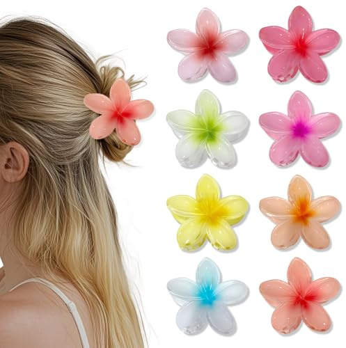 Lot de 8 pinces à cheveux, fleurs, pince à cheveux, pince à cheveux, pince à cheveux en plastique, pince à cheveux antidérapante pour filles, cheveux épais et fins