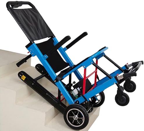 Blu, Montascale Elettrico Cingolato Pieghevole Carrozzina Elettrica Leggera Pieghevole Carrello per Scale per Sedie A Rotelle per Pazienti O Anziani Che Si Arrampicano sulle Scale