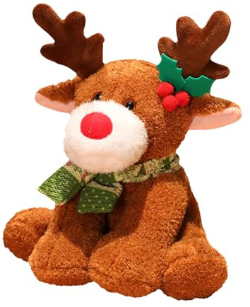 Sanvpwsan Cuddly Christmas Reindeer Plush Toy, 32CM Soft Plush Pillow Xmas Plushies Deer Soft Toy, Christmas Plush Collection Gifts for Girls Boys Kids Xmas Decoration