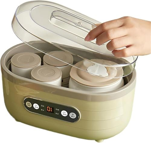 Yogurtera portátil, yogurtera de 20 W, yogurtera multifuncional, 2 tazas grandes y 6 pequeñas, máquina de fermentación de vino de arroz multifunción, tiempo ajustable, calentamiento de temperatura