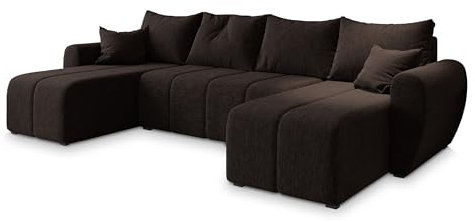 Masseno Ecksofa Madison U mit Schlaffunktion U-Form, Sofa mit Bettkasten, Wohnzimmersofa, Couch, Soffa, Bettsofa, Couchgarnitur- Braun, SAWANA 16