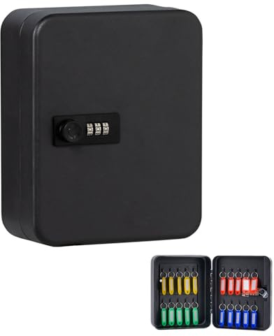 ORARTMM Style Schlüsseltresor mit 3-stelligem Zahlencode | 20 nummerierte Haken aus Stahlblech | Schlüsselbox für Haus, Auto & Gewerbe | Keyless Go Schutz | Wandmontage (200x160x75mm)