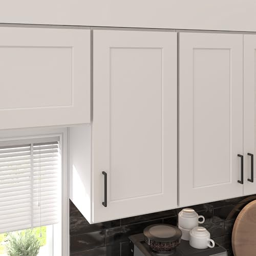 Furinno Shaker Wall Kitchen Cabinet 1-Door-2 Shelves, Ready to Assemble, 12 D x 15 W x 30 H, White