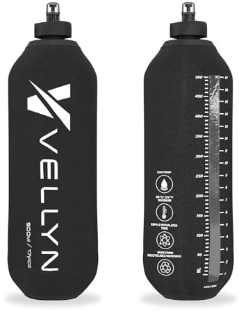Vellyn Lot de 2 bouteilles d'eau souples de 500 ml | Pliables, légères (29 g), étanches | Accessoire de course à pied, cyclisme, randonnée et voyage