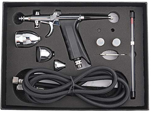 Shipenophy Juego de Boquilla de Aerógrafo de Pistola de Pulverización por Gravedad, Diseño Dividido 0.3 Mm 0.5 Mm 0.8 Mm Tazas, Pulverización Fácil para Ropa de Cuero, Impresión del