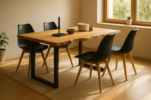 SAM 5-TLG. Essgruppe Seattle 120x80 cm, Esstisch, 4X Stuhl Schwarz