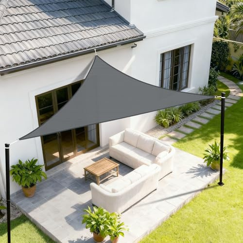 Sunnylaxx 3x3x4.25m Toldo Vela de Sombra Impermeable Triangular Antracita | Fácil de Instalar, Incluye Cuerdas Gratis, OXFORD Material, Costura Doble,Cinta Reforzada