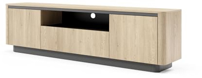 FURNLUX Torro TV Furniture Beige / Oak / Grey Chipboard / MDF / HDF / ABS 200 x 38 x 55 cm 3 Doors 4 Shelves Modern Design