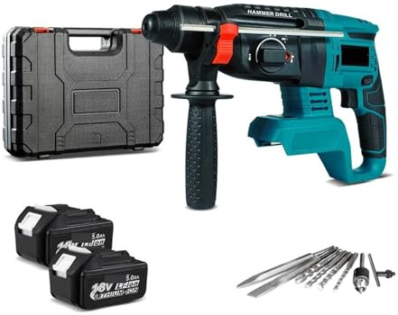 Trapano A Percussione Elettrico Ricaricabile A Batteria Brushless 2000W 10600IPM For Robusto E Facile Da Usare(2x5.0Ah Accessory)