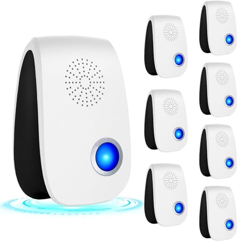 Upgraded Ultrasonic Repellent, Indoor Pest Repellent, Electronic Plug in Pest Control for Roach, Ant, Rodent, Mouse, Bugs, Mosquito, Spider Repellent for House, Garage, Warehouse (8 Packs)