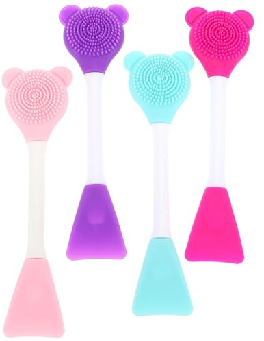 Alipis 4 Stück Doppelseitige Silikon Gesichtsbürsten Gesichtsreinigungs und Maskenapplikator Pinsel Sanft zur Porenreinigung Farbig für Tägliche Hautpflege und Make Up