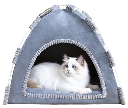 Tenda interna per cani – Rifugio imbottito e caldo in peluche, tenda pieghevole chiusa | per gatti, gattini, conigli, cuccioli, dormire in inverno, letto accogliente, animali domestici, casa