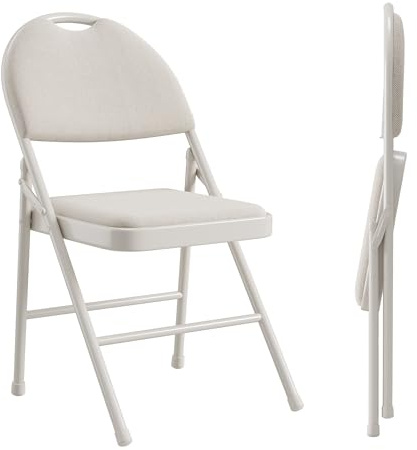RBFGYIOP Sedie pieghevoli imbottite in lino per interni ed esterni – Struttura in metallo resistente, comfort superiore per ospiti e riunioni – Set 2 pezzi, beige