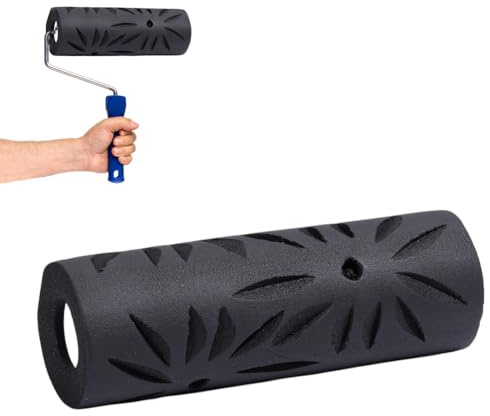 DELORIGIN Drywall Texture Roller Ceiling Special Textured Rollers 8.9inch Paint Roller Decorative Drywall Texturing Tool for Repair Home Renovation Painting Household Art(Windmill Flower)