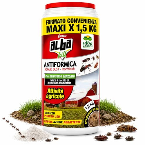 Albagarden - Veleno per Formiche per Orto, Insetticida Giardino e Prato - Anti Formiche Scarafaggi Grillotalpa Pulci Zecche, Doppio Uso Polvere e Bagnabile - Antiformiche 1,5 kg