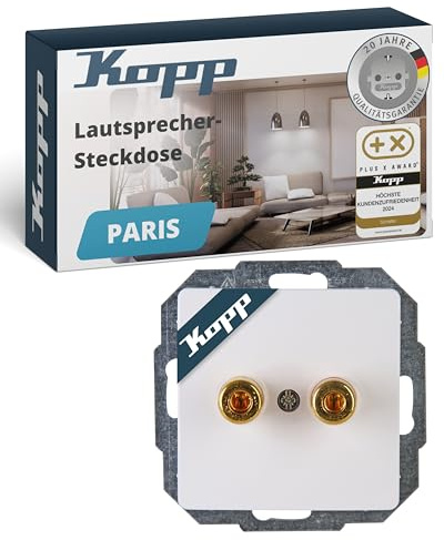 Kopp PARIS Lautsprecher-Steckdose in Arktis-Weiß - Unterputz-Steckdose für 4mm Bananenstecker & Kabel bis 16mm² - Stilvolle IP20 Unterputzdose - Hochwertige Lautsprecher-Anschlussdose