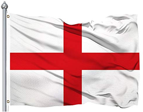 Bandera de Inglaterra - Poliéster 400D de Premium - Banderas Nacionales Inglesas, Bandera de la Cruz de San Jorge, 90x150 cm