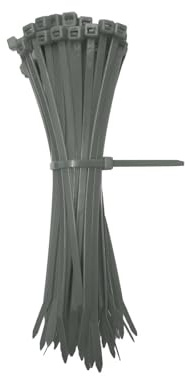 Kabelbinder Grau 100 Stück, 200 mm x 4,8 mm mit 22 kg Zugfestigkeit aus Nylon 66, permanent schließend WeltiesSmartTools