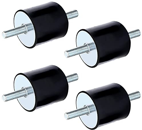 ASFINS Rubber Mounts M8 Anti Vibration Mount Rubber Isolation Mounts Shock Absorber, for Air Compressors Diesel Engines Gasoline Engines Water Pumps, with Double Screw Studs, 4pcs (30 * 20, M8*23)