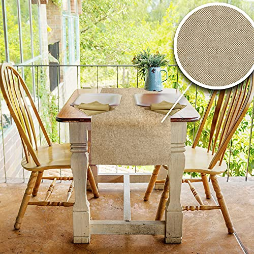 PENSIERI DELICATI Camino de Mesa Moderno Elegante, Runner Mesa 50x140 cm, en 100% Algodón Puro Reciclado Teñido de Hilo, Decoración Mesa para Interior y Exterior, Color Unico Beige, Made in Italy