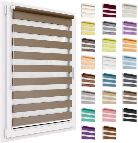 Doppelrollo ohne Bohren, 112x220 cm Stoffgröße, Duo Rollo Klemmfix, Easyfix, lichtdurchlässig und verdunkelnd, Day&Night, Klemmrollo Sonnenschutzrollo Fensterrollo für Fenster & Türen
